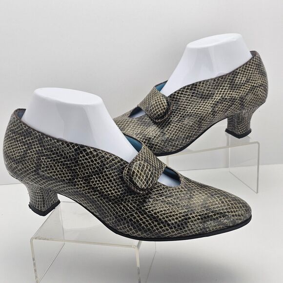 Thierry Rabotin Women's 9US Green Snakeskin Print Mary Jane Heels Slip On Shoes - Picture 1 of 16